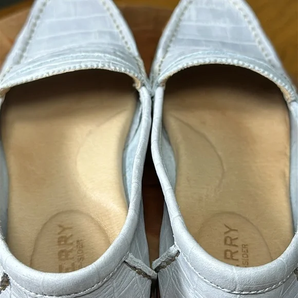 *LIKE NEW* SPERRY Seaport Croc Gray Nubuck Leather Penny Loafer - Picture 15 of 16